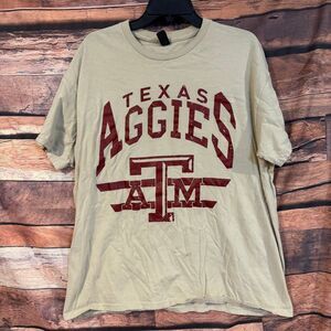 GILDAN T-Shirt Men's Tan XL Texas A&M Aggies Graphic Heavy Cotton